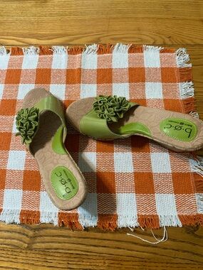b.o.c. Lime Green Floral Slide Sandals